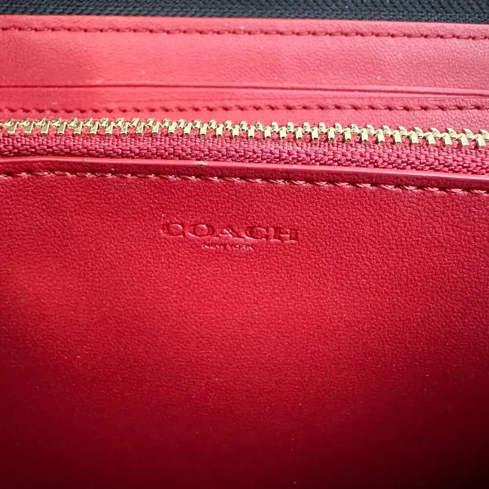 Coach Horse and Carriage Black Pebbeled Leather Long Zip Around Wallet